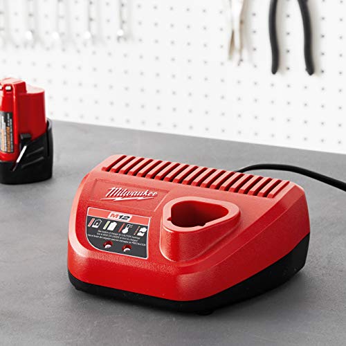Milwaukee Genuine OEM 48-59-2401 M12 Lithium Ion 12 Volt Battery Charger w/LED Indicating, Red
