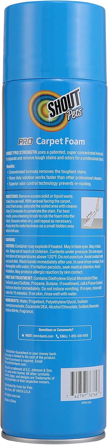 Shout for Pets Stains Pro Stain Lifting Foam, 22 oz