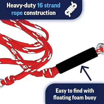 Sports 4K Tow Harness Rope 12' Y-Connector for Watersports, Towables and Boating