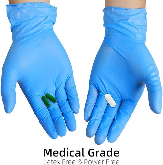 Synthetic Vinyl Exam Gloves - Latex-Free & Powder-Free - Medium, BMPF-3002 Blue