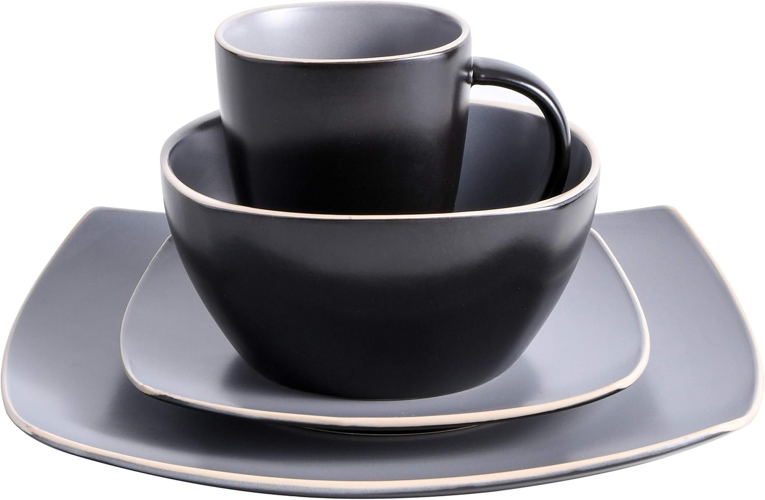 Gibson Elite Soho Lounge Dinnerware Set, Service for 4 (16pcs), Matte Gray