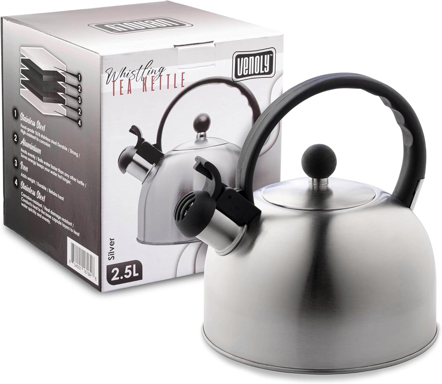 2.5 Liter Whistling Tea Silver Spec