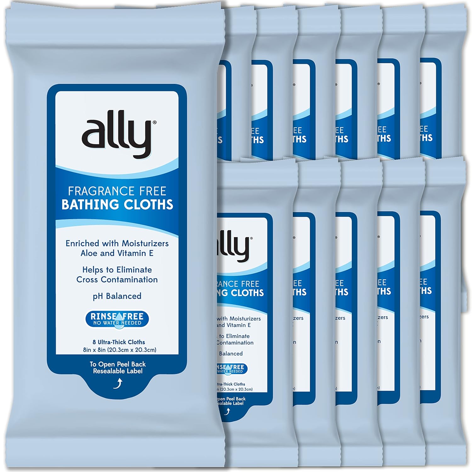 Ally Ultra-Thick Body Wipes with Aloe (12 Pk of 8 Wet Wipes)
