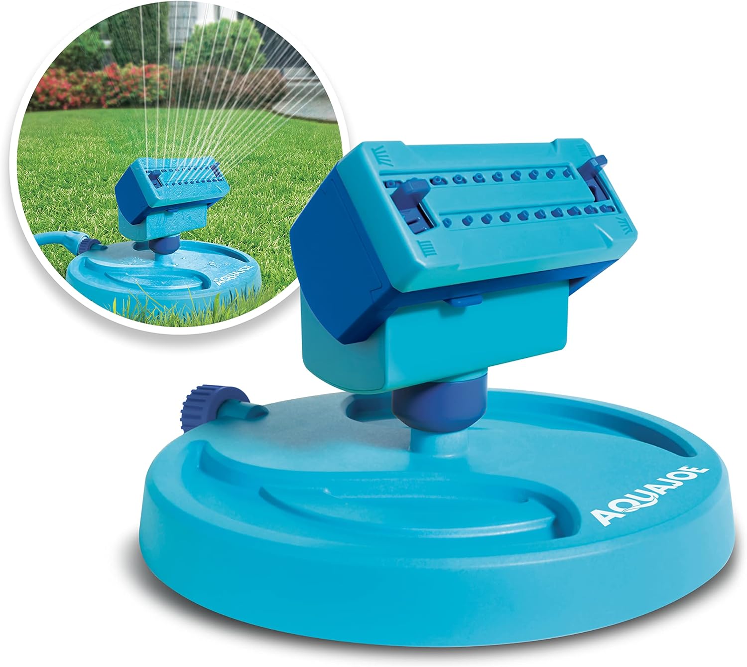 Aqua Joe AJ-OSPR20 Mini Gear-Driven Oscillating Sprinkler on Sled Base, Customizable Coverage, 4,250 Sq. Ft. Max, Blue - Venoly Venoly Default Title