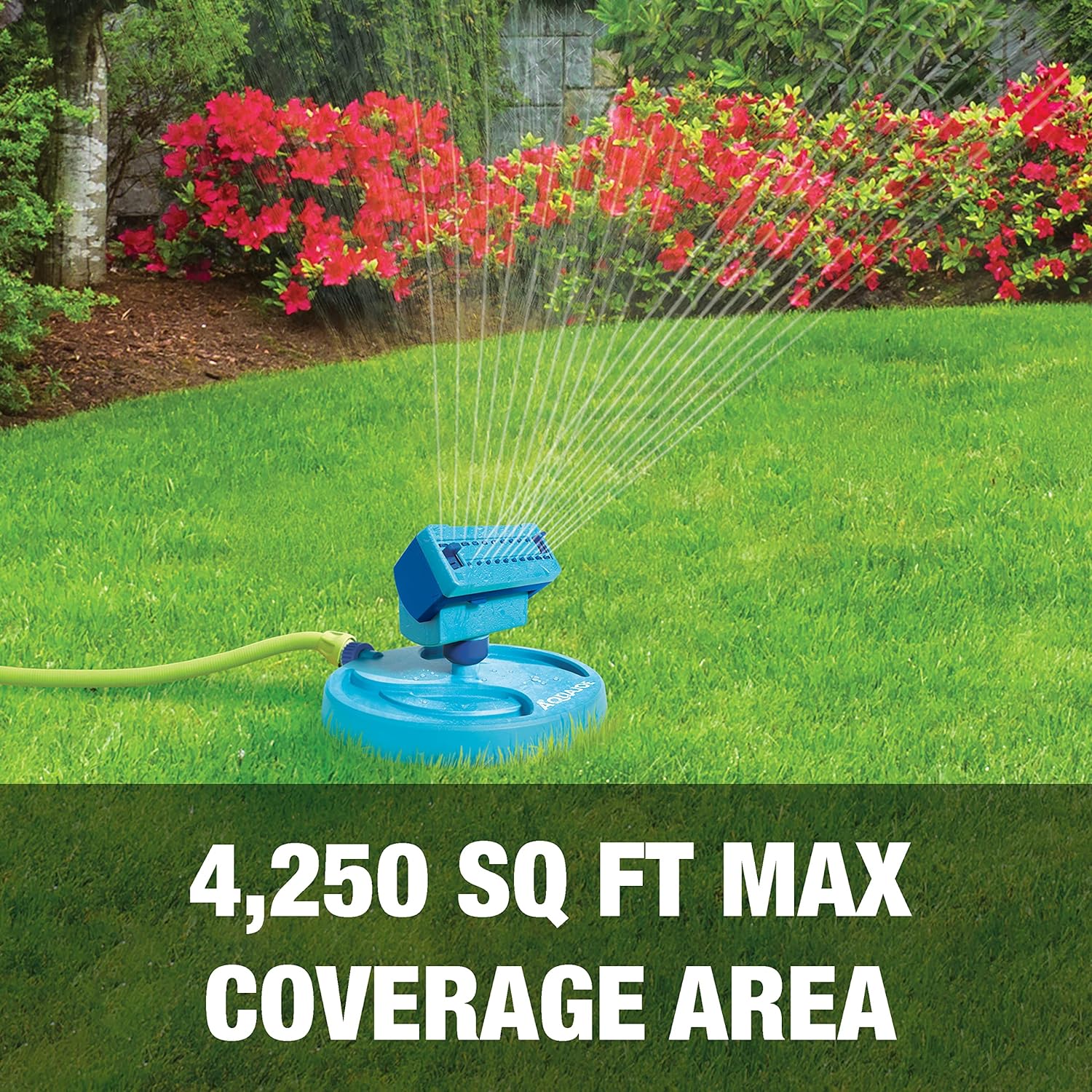 Aqua Joe AJ-OSPR20 Mini Gear-Driven Oscillating Sprinkler on Sled Base, Customizable Coverage, 4,250 Sq. Ft. Max, Blue - Venoly Venoly Default Title